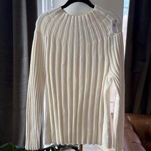Banana Republic White Ribbed Sweater